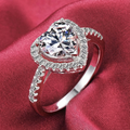 Diamond Factory 18K Solid Gold Heart-Cut Halo Diamond Ring