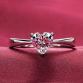 Diamond Factory 18K Solid Gold Heart Solitaire Diamond Ring