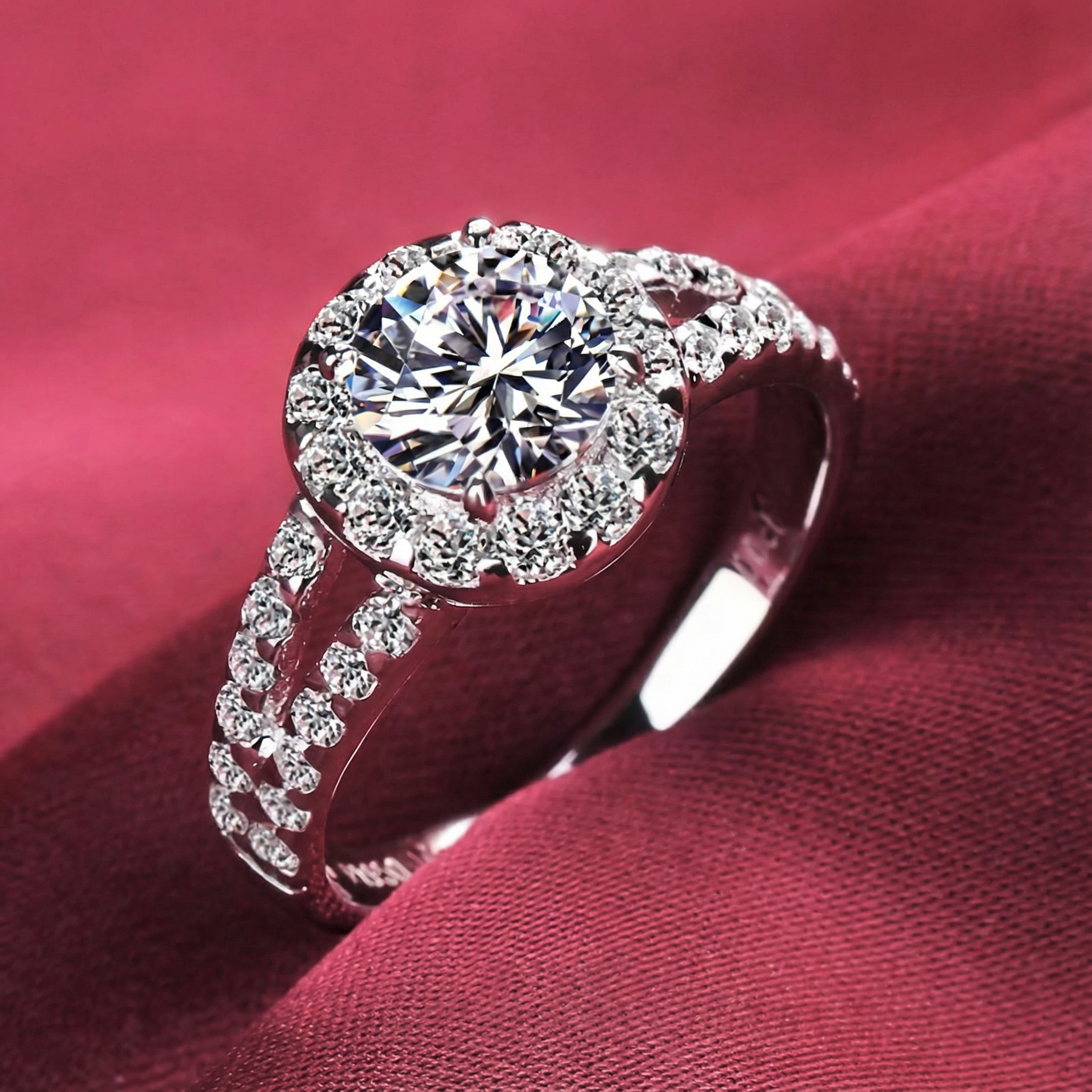 Diamond Factory — 18K Halo Brilliant Diamond Ring